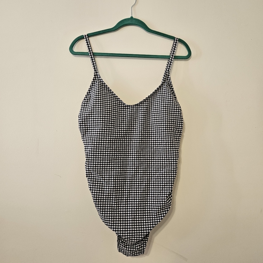 Kona Sol Black and White Gingham One Piece Swimsuit